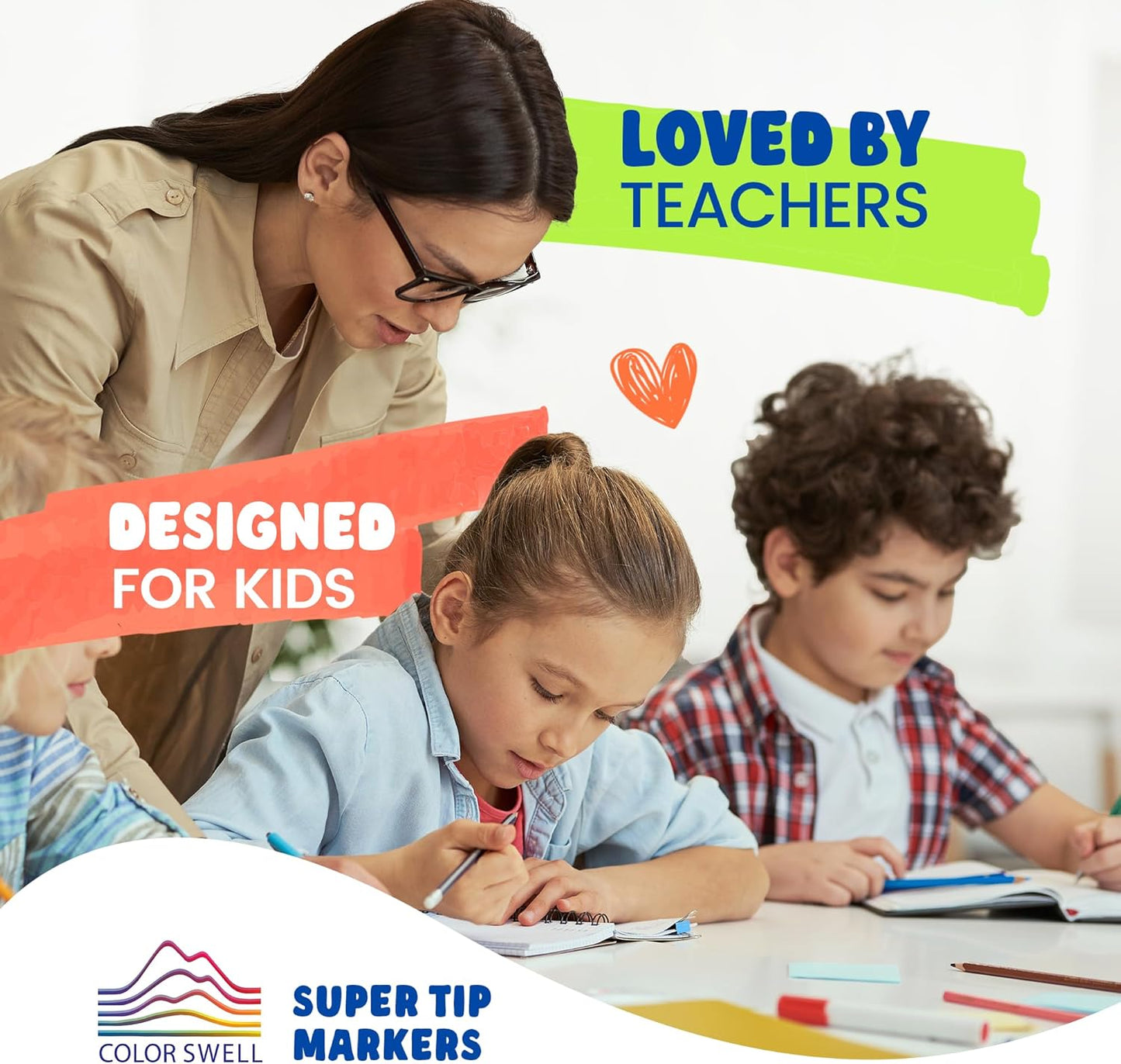 Color Swell Super Tip Washable Bulk Markers Pack 50 Boxes of 8 Vibrant Colors (400 Total Markers) Perfect for Kids, Parties, Classrooms