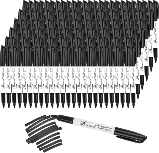 Black Dry Erase Markers, Low-Odor, 150 Count, Chisel tip, Perfect for Writing on Whiteboards, Dry-Erase Boards, Glass, School Office Supplies