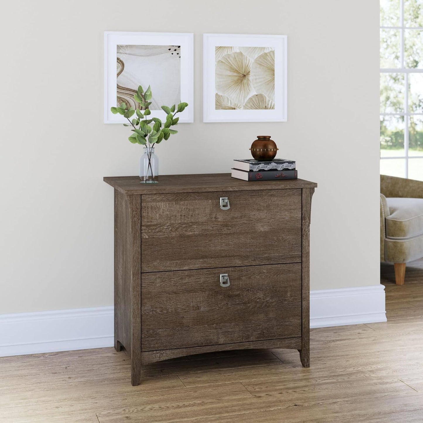 Bush Furniture Salinas 2 Drawer Lateral File Cabinet in Ash Brown