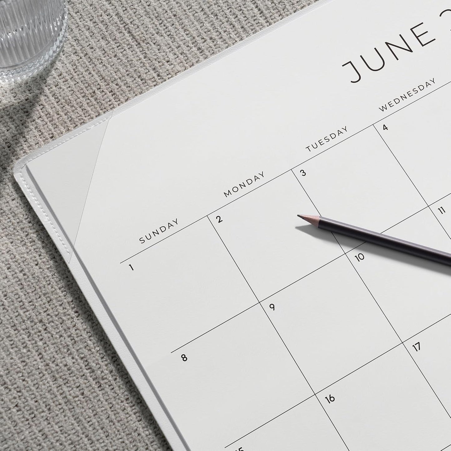 Cabbrix Simplified Desk Calendar 2025-2026, 21x16-1/2 inch Large Monthly Desktop Calendar with Notes Until to June 2026 for Home Office School (White)