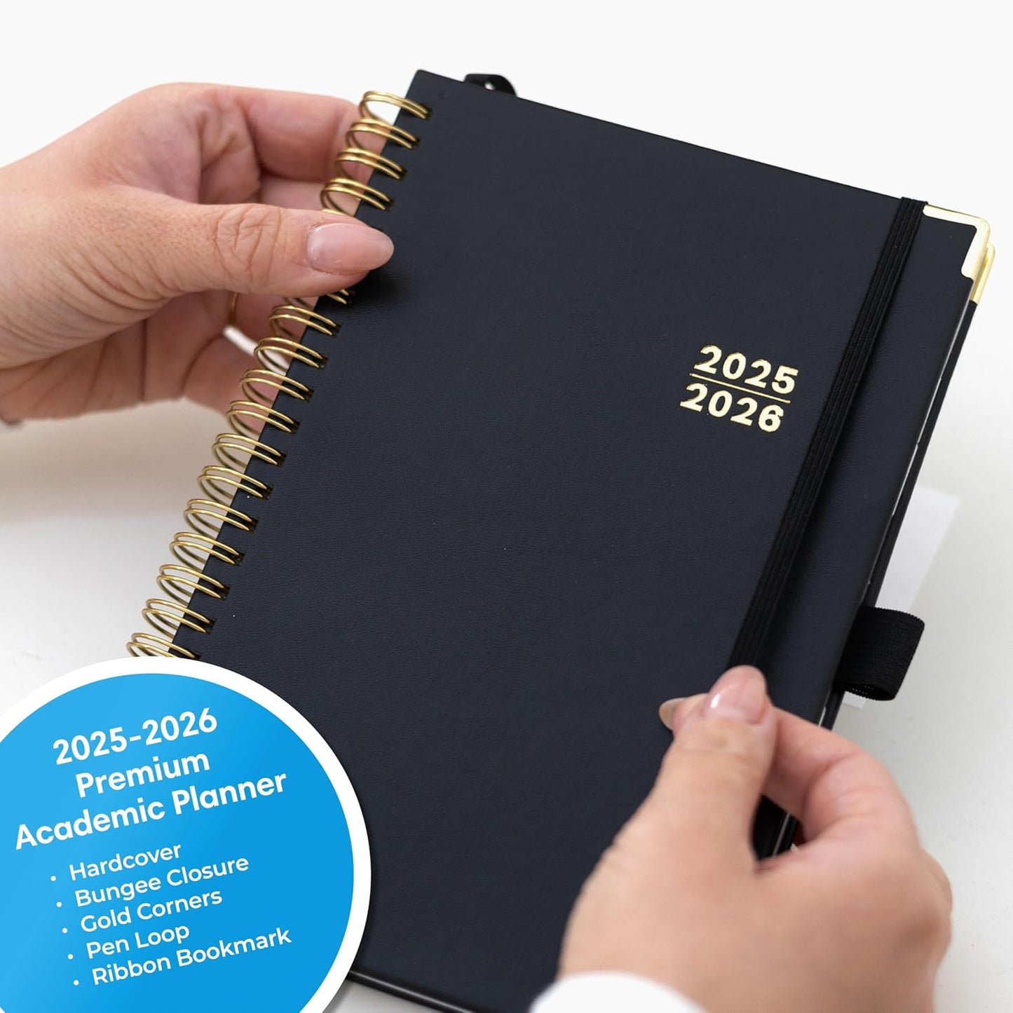 Blue Sky 2025-2026 Academic Year Weekly and Monthly Planner Calendar, July 2025 - June 2026, 12-Month, 5" x 8", Faux Leather Cover, Wirebound, Storage Pocket, Laminated Tabs, Black