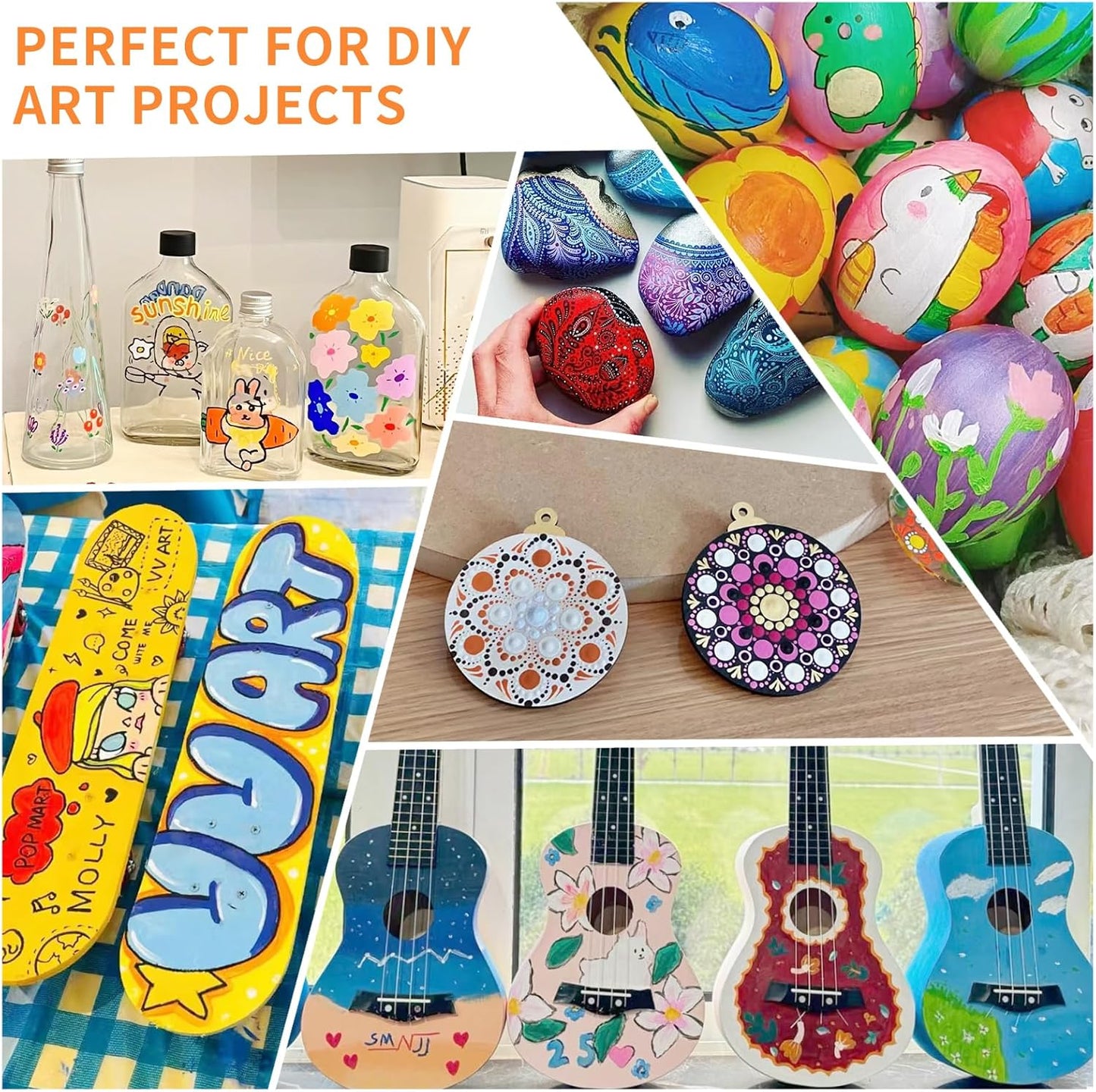 60 Colors Acrylic Paint Pens, Dual Tip Pens With Fine Tip and Brush Tip for Rock Painting, Ceramic, Wood, Plastic, Calligraphy, Scrapbooking, Brush Lettering, Card Making, DIY Crafts