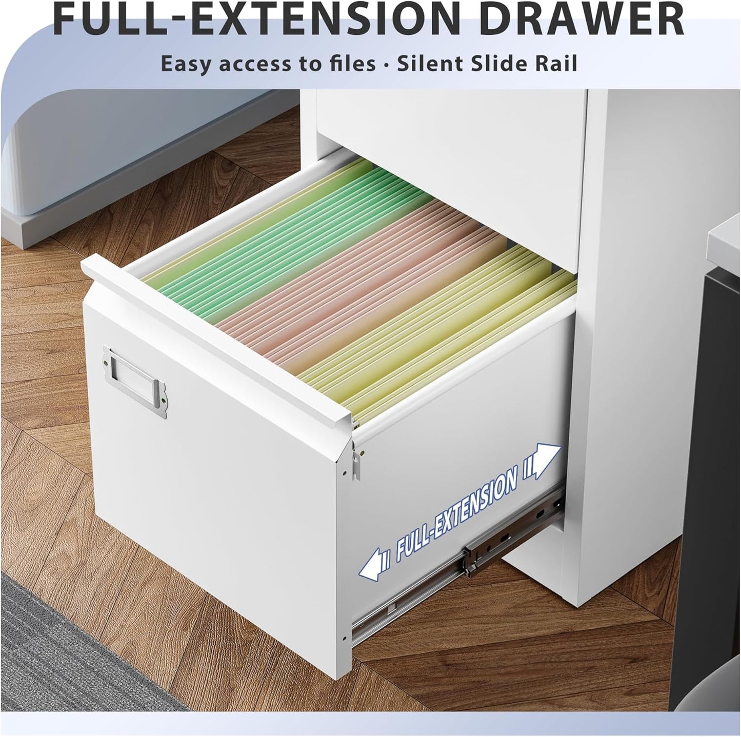 5 Drawer File Cabinet, Filing Cabinets for Home Office, Vertical File Cabinet with Lock, 61.6" H Locking File Cabinet for A4 Legal/Letter, Assembly Required (White)