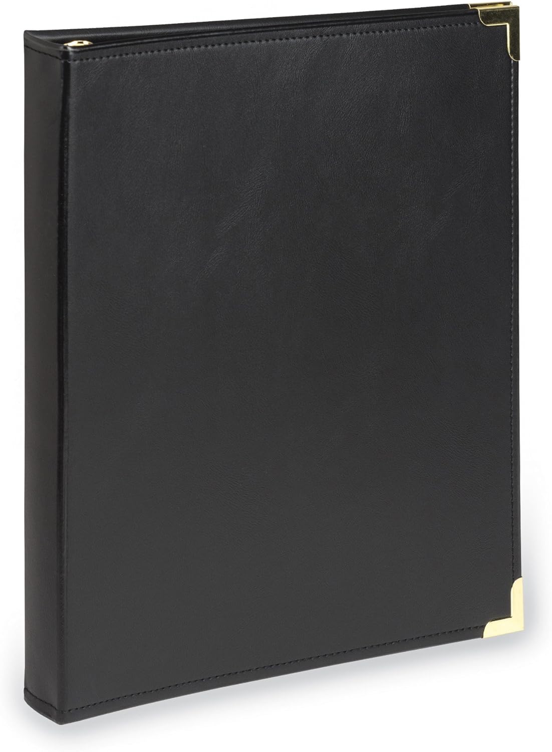 Samsill Classic Collection Leather 3 Ring Binder, Executive Presentation Portfolio, 0.5 Inch (Holds 100 Sheets), Brass Round Ring, Black