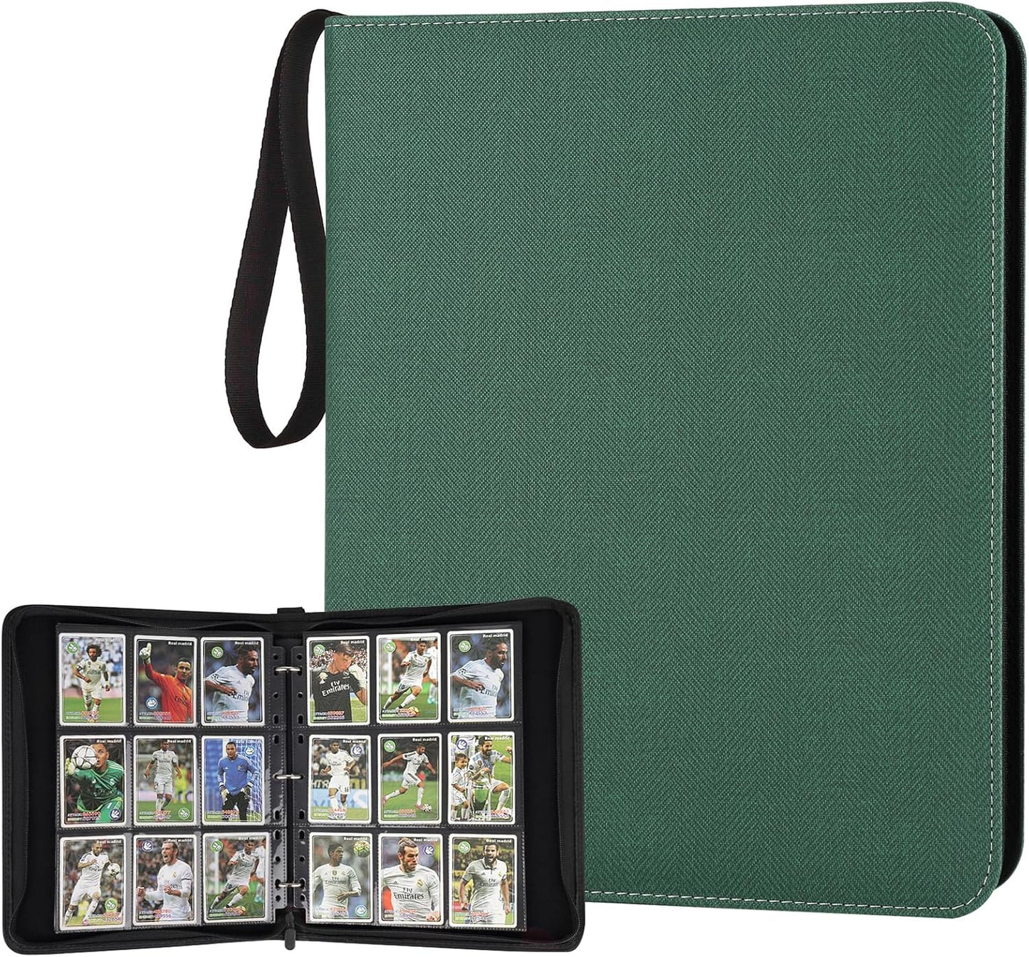 9 Pocket Card Binder, Premium Zip Trading Card Binder, 720 Double Sided Pocket PU Card Collection Binder, Collector Card Album, Card Folder for MTG, TCG, Sports Cards, Game Cards (Dark Green 1)