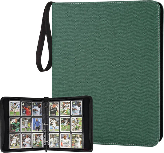 9 Pocket Card Binder, Premium Zip Trading Card Binder, 720 Double Sided Pocket PU Card Collection Binder, Collector Card Album, Card Folder for MTG, TCG, Sports Cards, Game Cards (Dark Green 1)