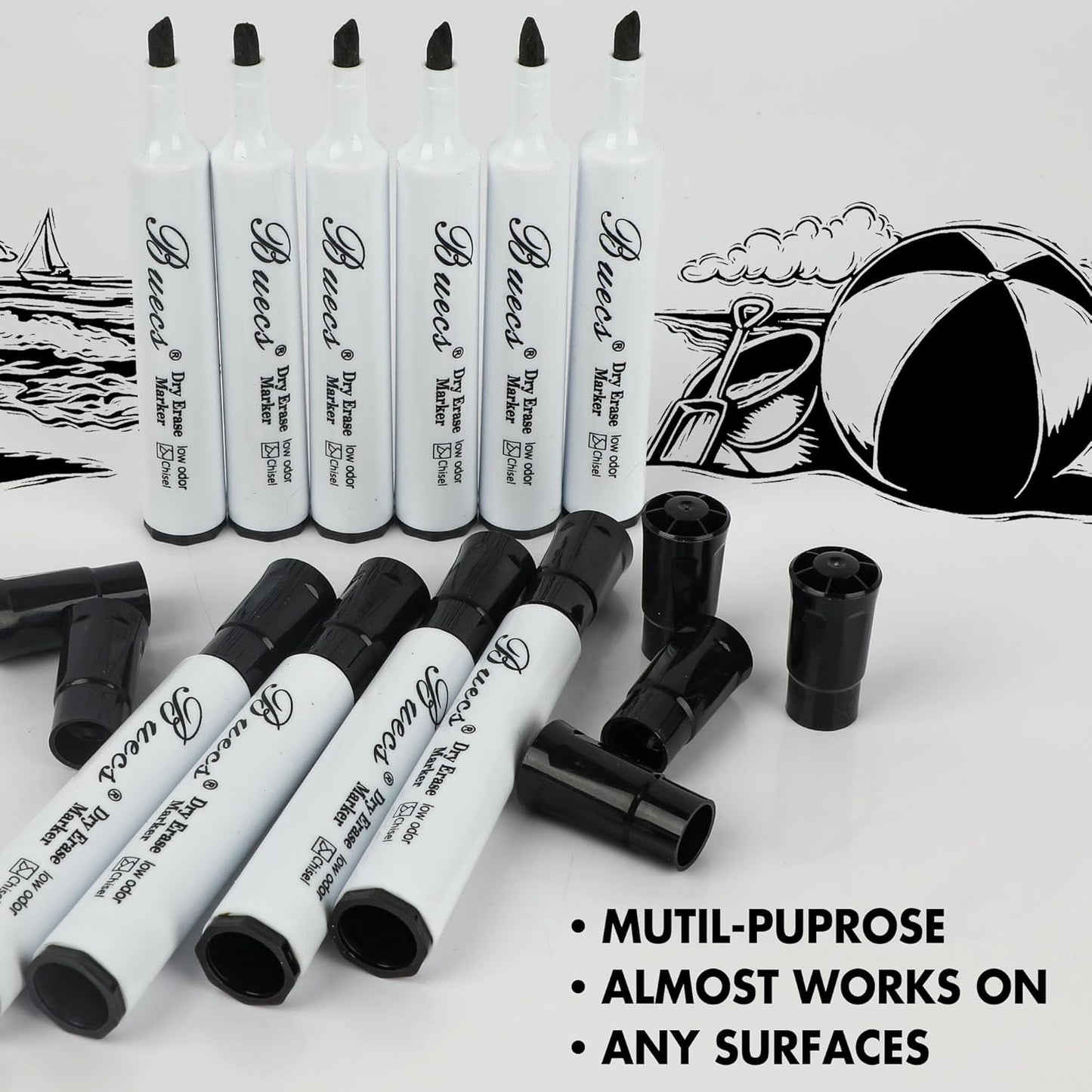 Black Dry Erase Markers, Low-Odor, 80 Count, Chisel tip, Perfect for Writing on Whiteboards, Dry-Erase Boards, Glass, School Office Supplies