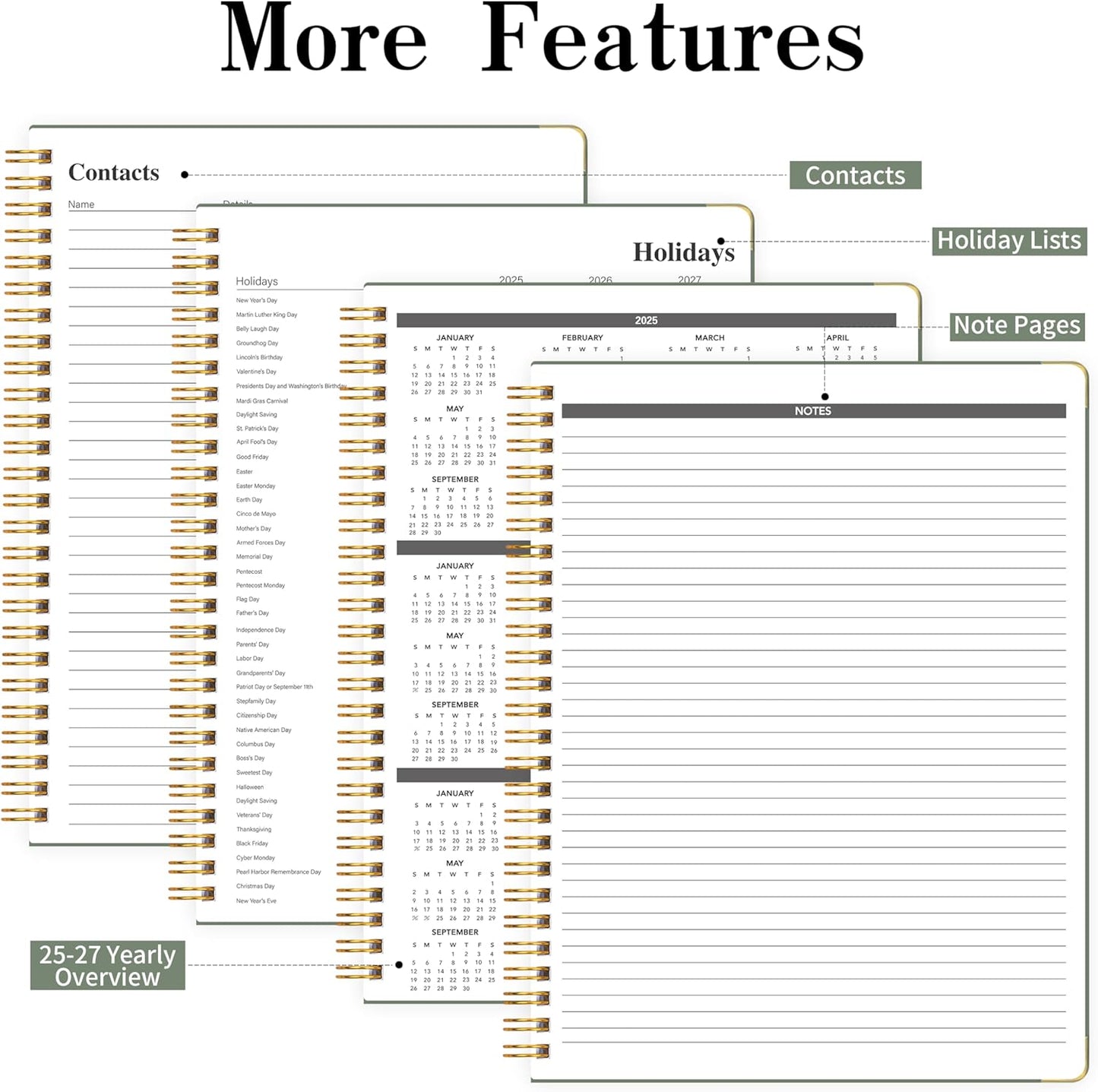 Appointment Book/Planner 2025-2026 - Daily Hourly Schedule Planner from 7am - 10 pm, Weekly & Monthly Hourly Appointment Book Calendar from July 2025 - June 2026, 9" x 11"-Green