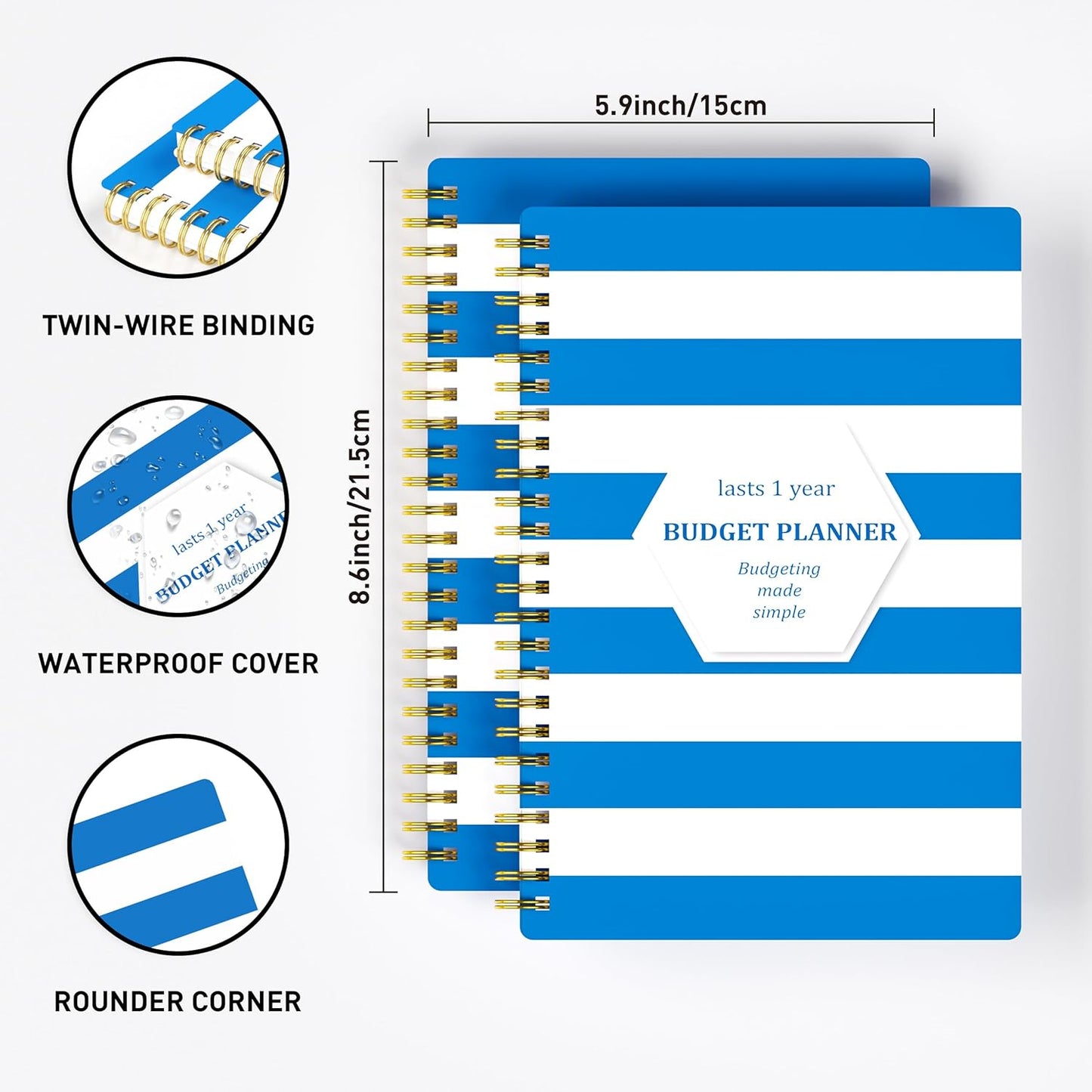 Budget Planner - Monthly Finance Organizer with Expense Tracker Notebook to Manage Your Money Effectively, Undated Finance Planner/Account Book, Start Anytimem,A5(8.6x5.9 inchs),100gsm Paper - blue