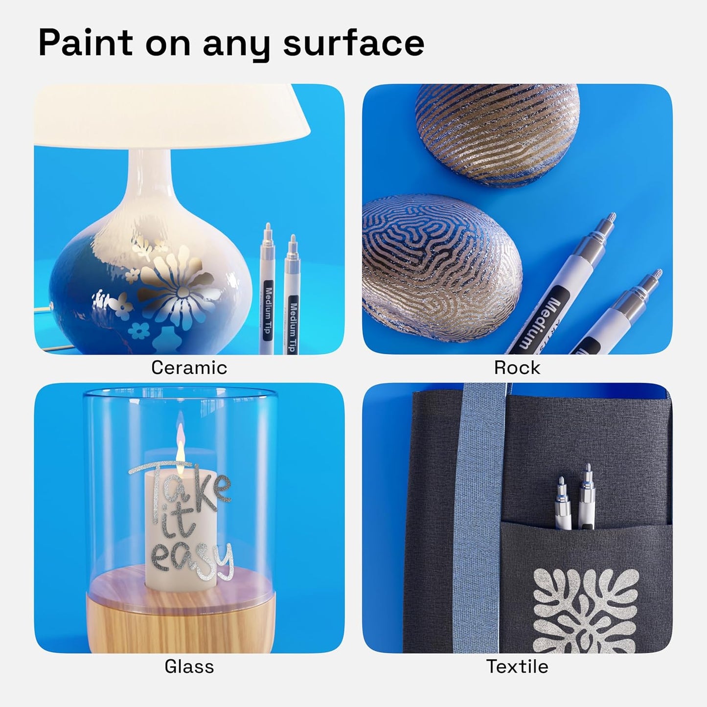 ARTISTRO 2 Silver Acrylic Paint Markers - 3mm Medium-Tip Paint Pens - Perfect for Crafting, Art Projects, & More