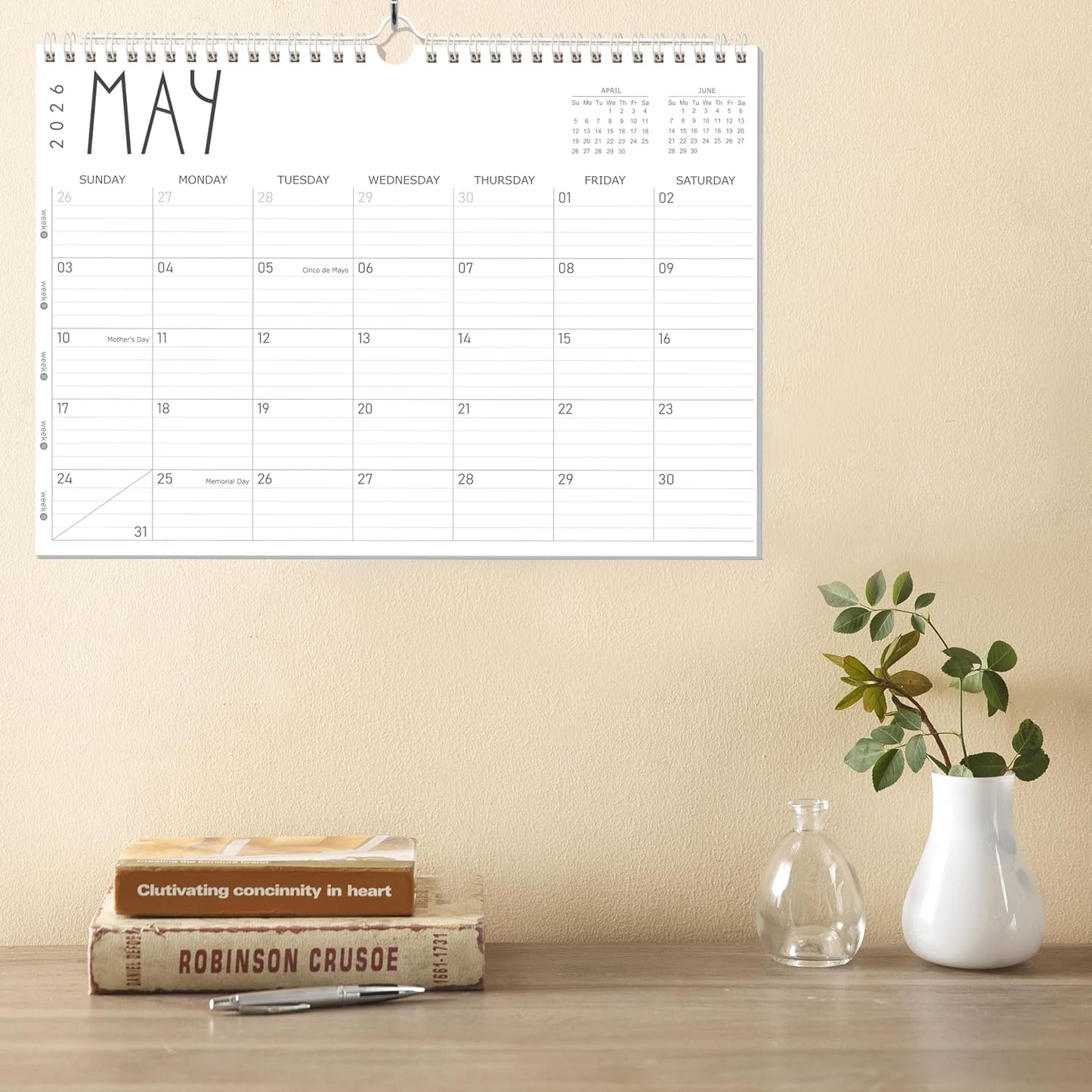 GuassLee Wall Calendar 2026, 24-Month Desk/Wall Calendar from Jan. 2026 to Dec. 2027,17" X 12" Desktop Hanging Monthly Planner with Thick Paper Spiral Bound for Easy Organizing