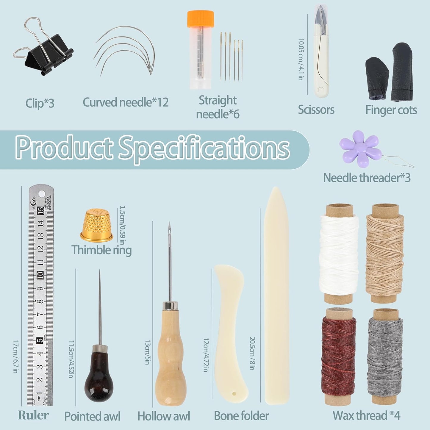 39 Pcs Bookbinding Tools Kit with Bone Folder, Waxed Thread, Binding Ribbon, Glue Brush, Awl, Needles, Ruler for DIY Bookbinding, Paper Crafts, and Book Repair