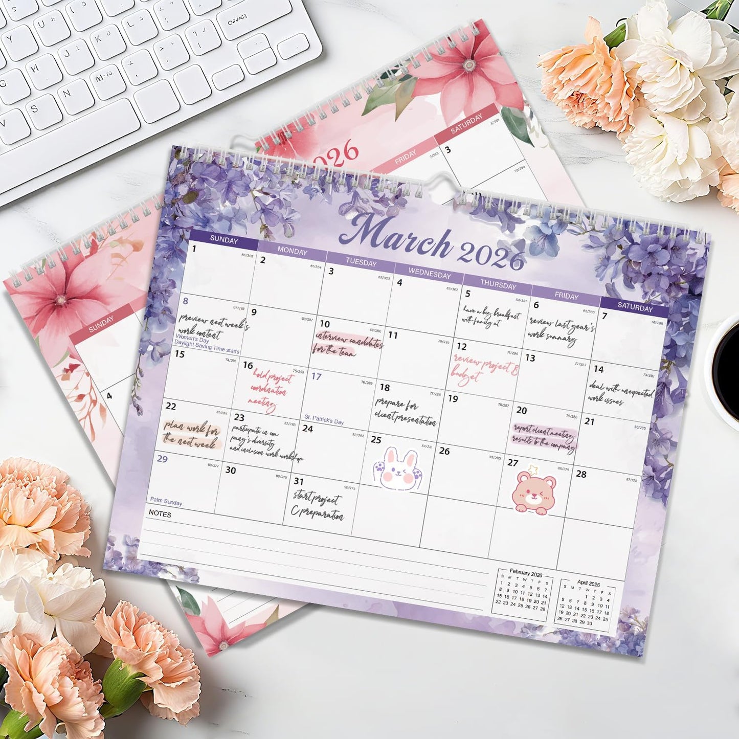 2026 Calendar, Wall Calendar 2026-2027, 11" x 14.2" Monthly Desk Calendar for Home and Office, 18 Months From January 2026 to June 2027 With Vacation Overview