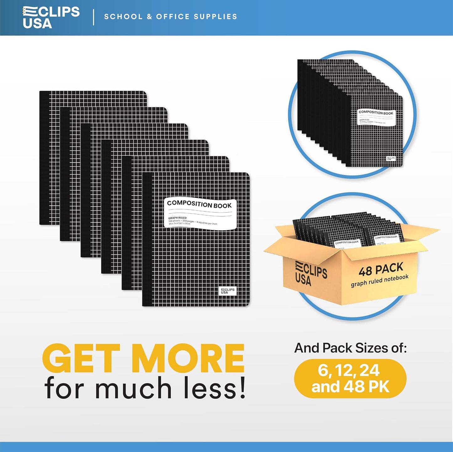 Composition Notebooks, Quad Ruled, Graph Paper Composition Notebook, Hard Cover Marble Graph Composition Notebook, 100 sheets, 9.75″ x 7.50″ (24 Pack)