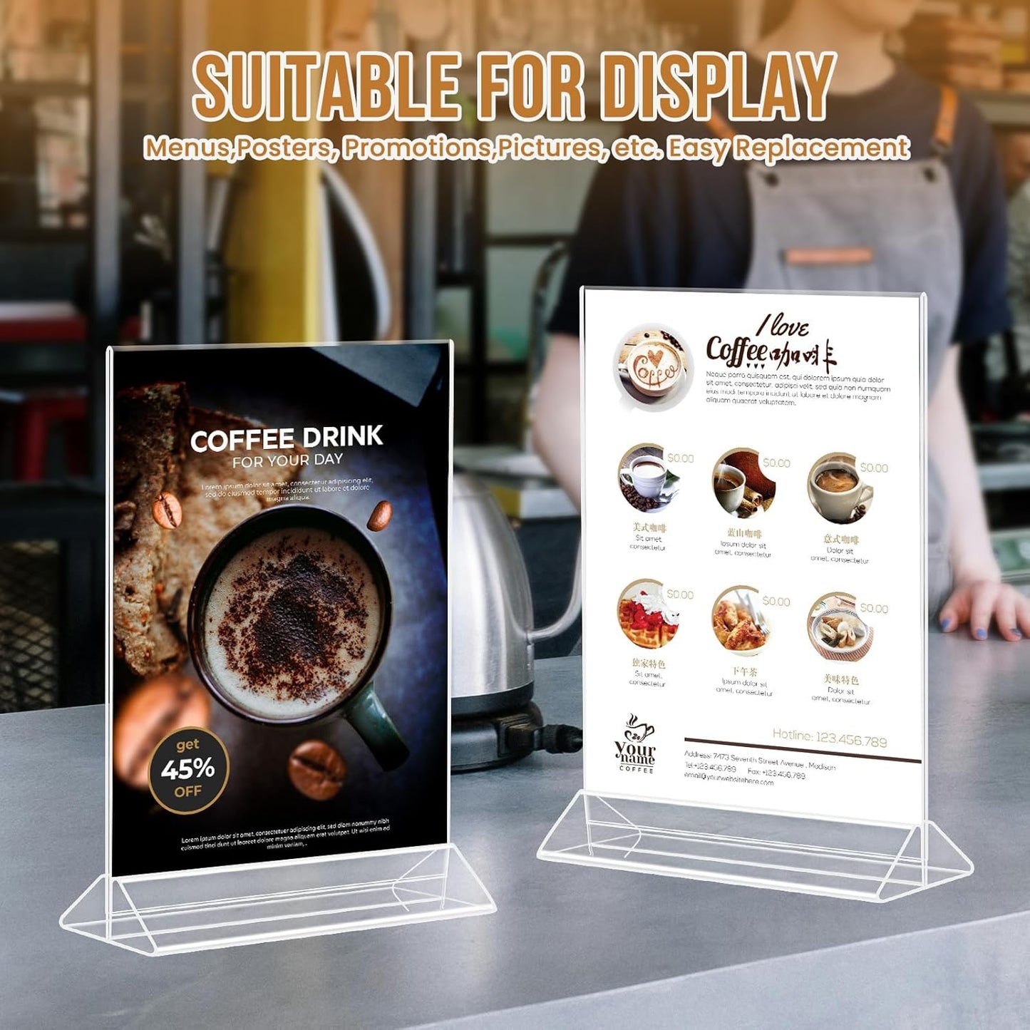 9 Pack Acrylic Sign Holder 8.5x11 Inch, Double Sided Clear Flyer Display Stand, Plastic Menu Stand, Table Top Sign Picture Paper Frames for Wedding table Number Office Store Restaurant