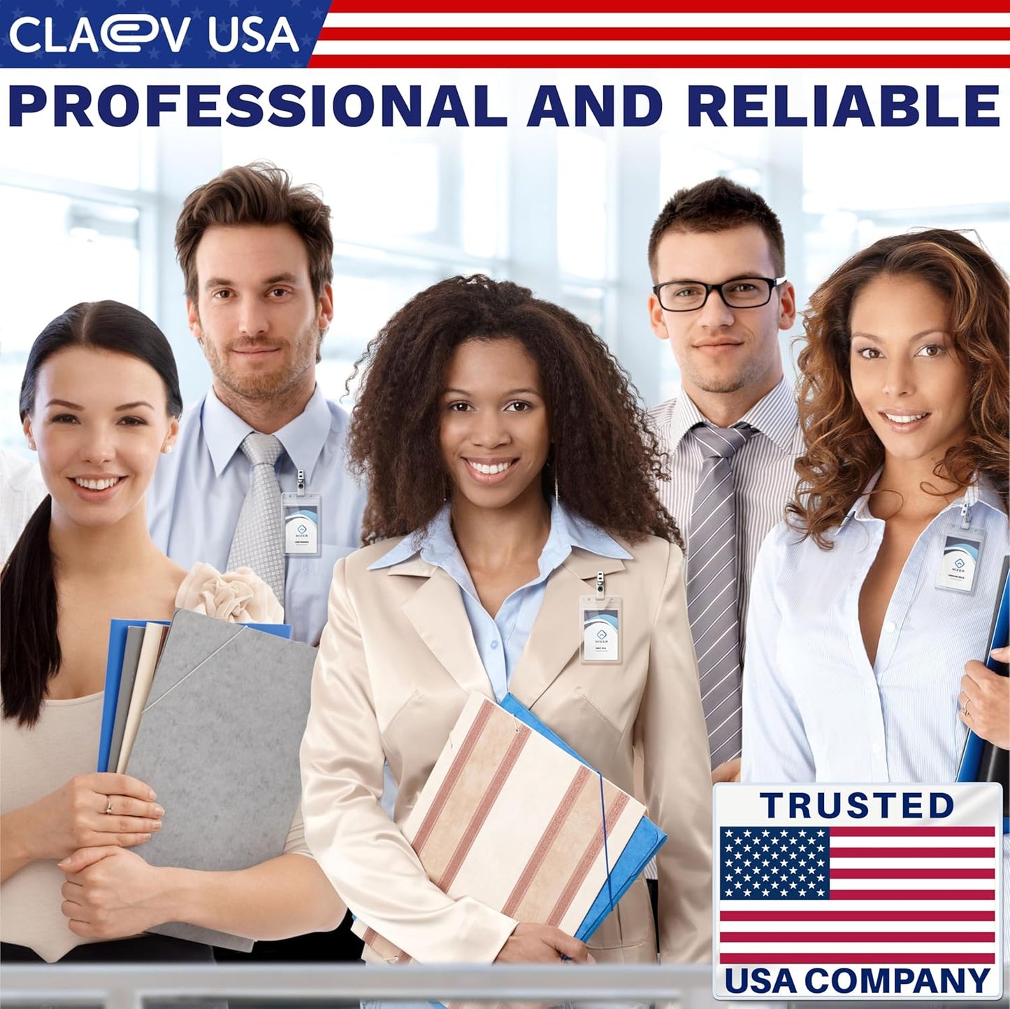 Claev Fast Seal Vertical ID Badge Holders (2.25x3.5 inch Standard, 100 Pack), Clear Waterproof Plastic Name Card Holders for Conferences, Conventions, Offices & Schools