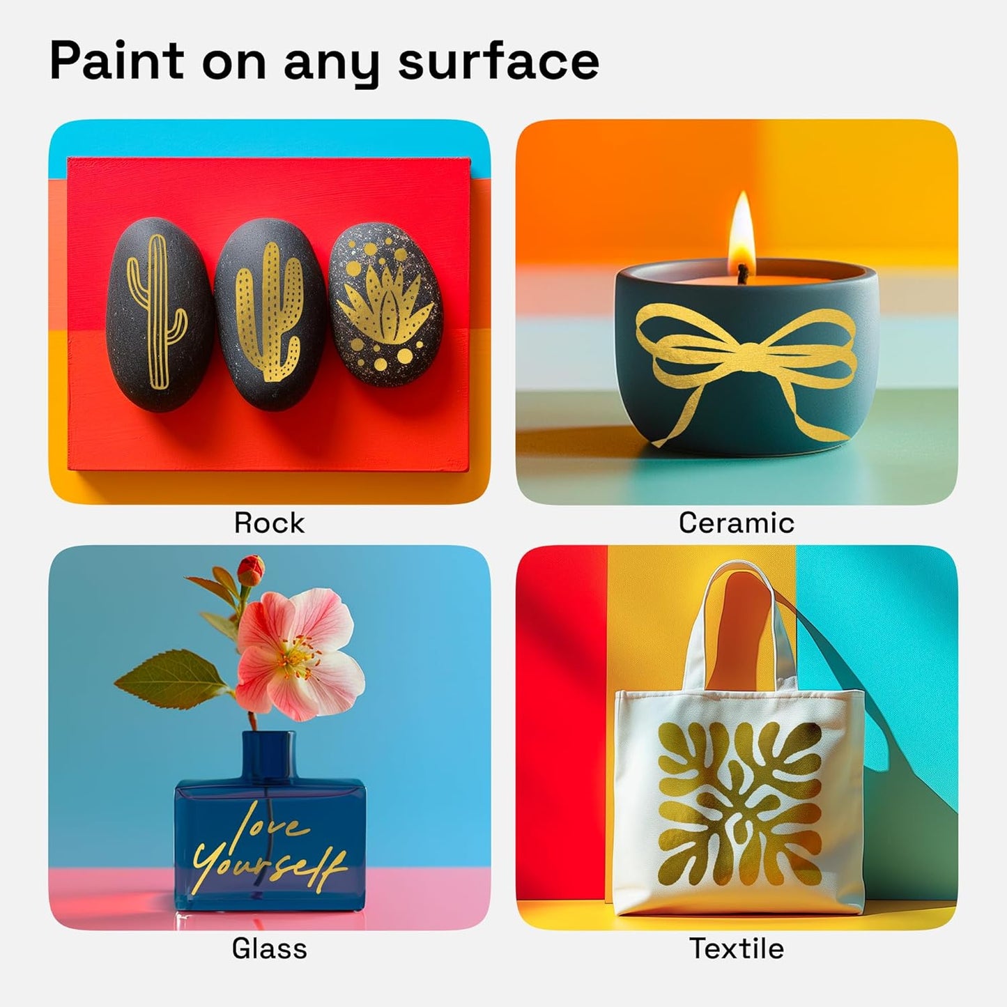 ARTISTRO 5 Gold Dual-Tip Acrylic Paint Pens - 1-5 mm Brush + 1mm Fine Tips - Multisurface Markers for Fabric, Glass, & More