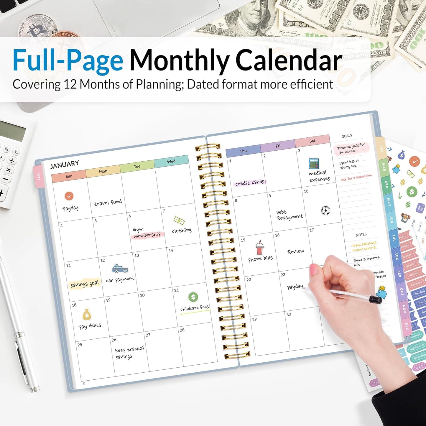 2026 Budget Planner - Monthly Budget Book from JAN 2026 - DEC 2026 with Expense Tracker Notebook, A5 Size (6.4" x 8.3") Bill Organizer & Finance Planner Account Book to Manage Your Finances, Blue