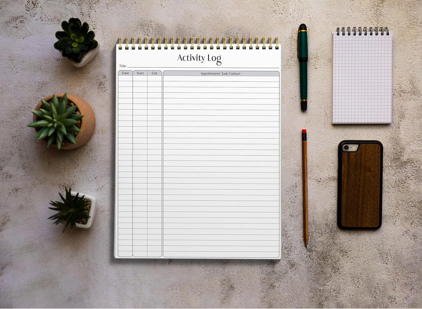 Better Office Products Activity Log Notepad, 8.5" x 11", Planning Note Pad, 50 Sheets, Double-Wire Spiral, Daily Time Tracking Productivity Checklist Organizer (3 Pack)
