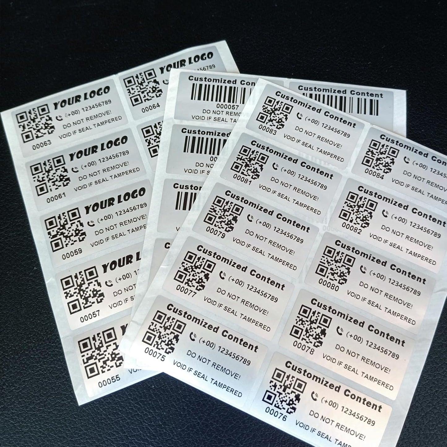 Customized High Security Label Stickers Custom Tamper Proof Stickers Tamper Evident Warranty Void Seal/Labels (Matte Silver,1.6x0.8inch)