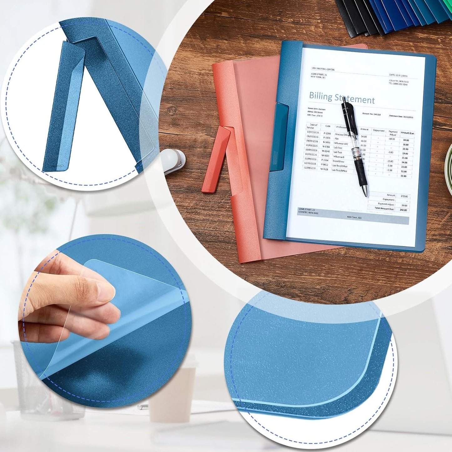 Maitys 25 Pack Clear Report Covers with Clip 11.4 x 9 Inch Presentation Folders Transparent Front Cover Portfolio Folder Resume Folder Interview Report Folders for Letter Size(Multicolor)