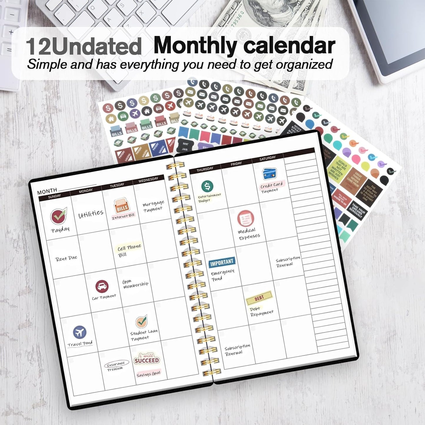 Budget Planner-Monthly Budget Book with Expense Tracker Notebook/Accounting Book, A5 Monthly Financial Organizer Planner, Manage Your Money Effectively, Start Anytime, 1 Year Use, Black