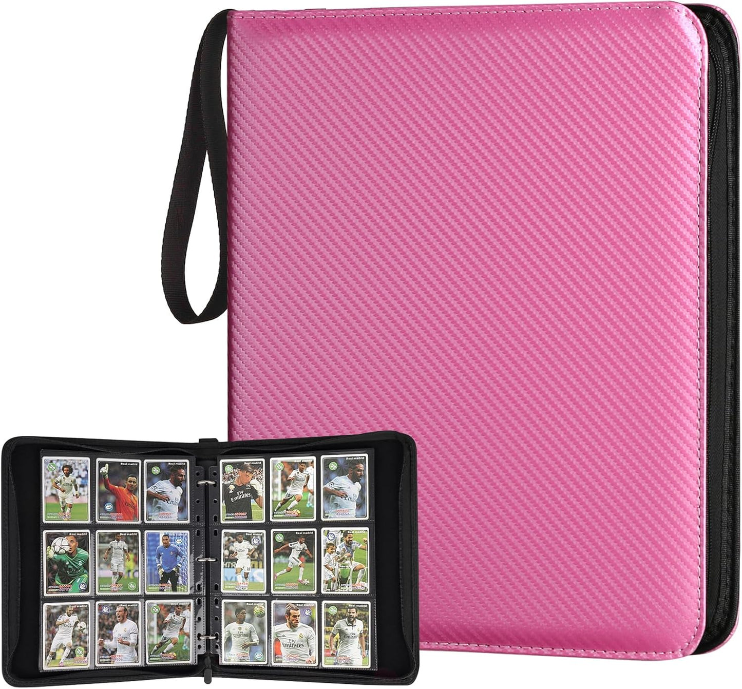 9 Pocket Card Binder, Premium Zip Trading Card Binder, 720 Double Sided Pocket PU Card Collection Binder, Collector Card Album, Card Folder for MTG, TCG, Sports Cards, Game Cards (Pink)