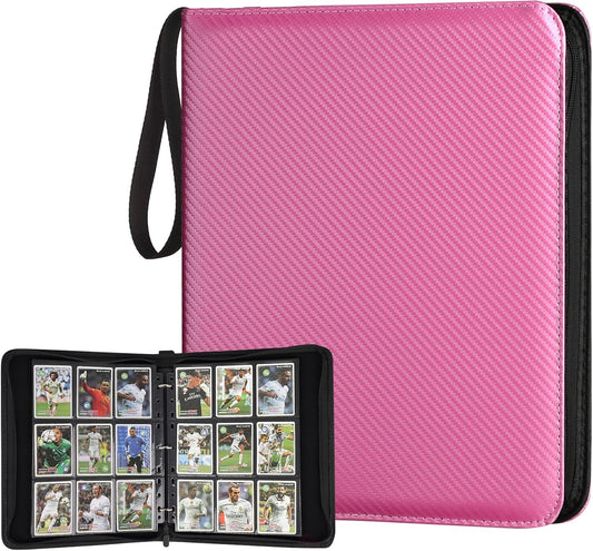 9 Pocket Card Binder, Premium Zip Trading Card Binder, 720 Double Sided Pocket PU Card Collection Binder, Collector Card Album, Card Folder for MTG, TCG, Sports Cards, Game Cards (Pink)