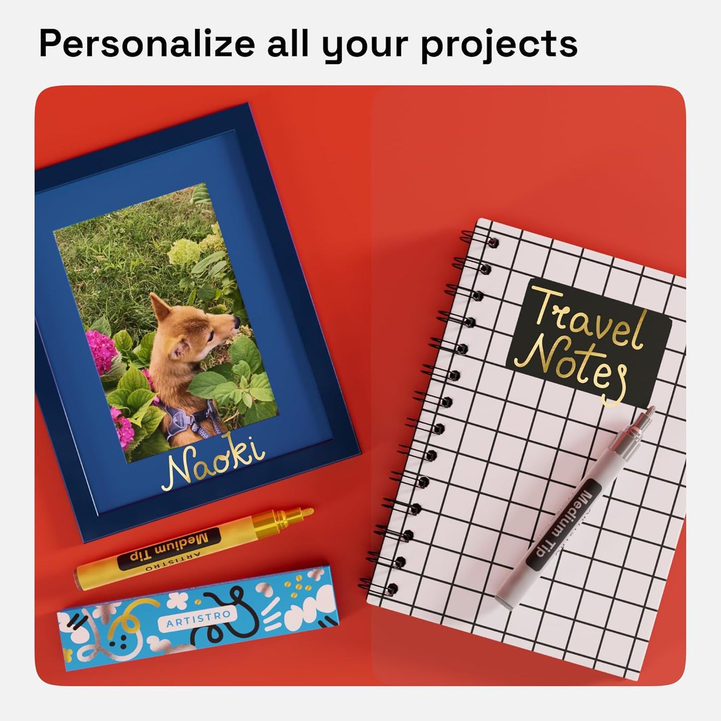 ARTISTRO 2 Gold & Silver Acrylic Paint Markers - 3mm Medium-Tip Paint Pens - Perfect for Crafting, Art Projects, & More