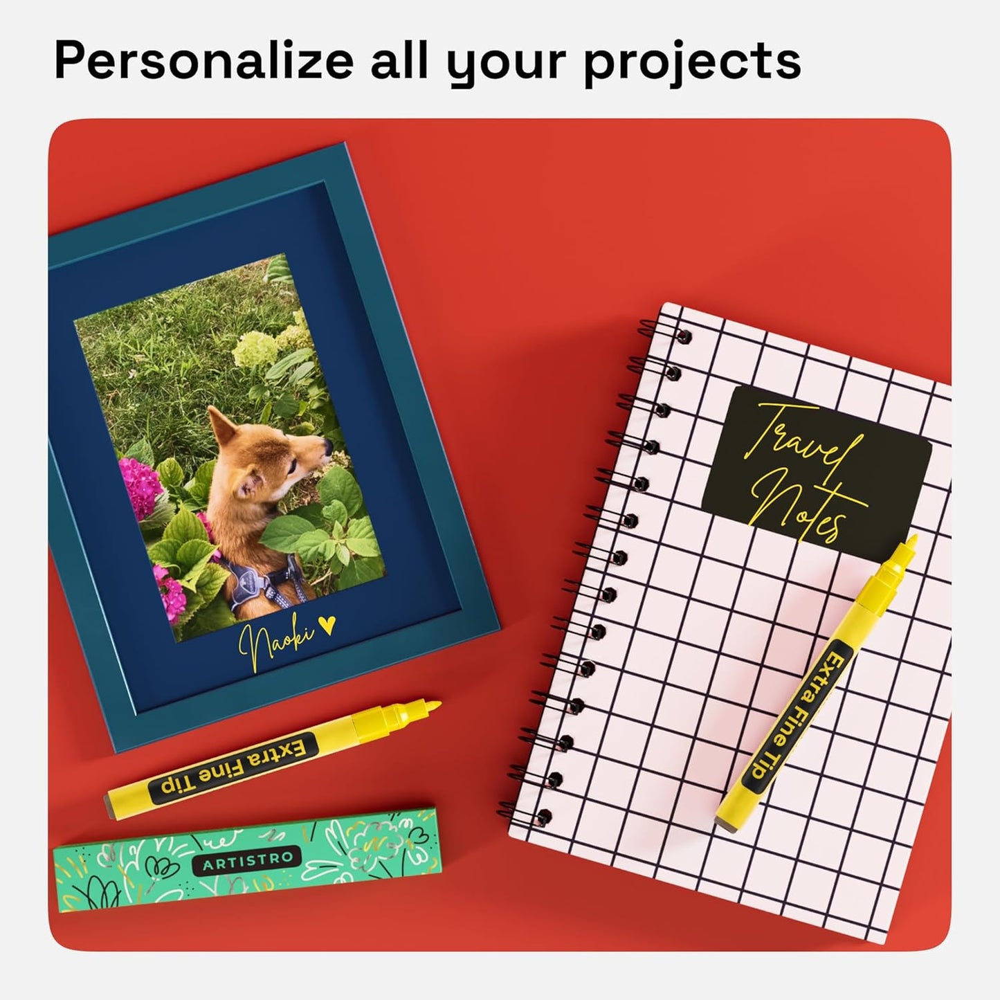 ARTISTRO 2 Yellow Acrylic Paint Markers - 0.7mm Extra Fine-Tip Paint Pens - Perfect for Crafting, Art Projects, & More