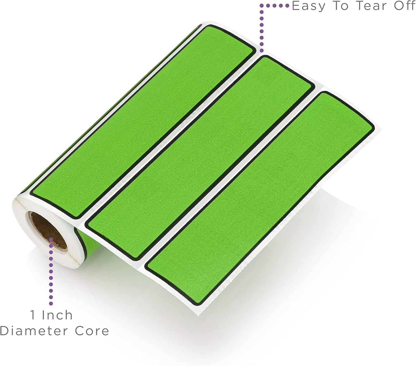Carstens Adhesive Sticker Labels, 5 3/8” x 1 3/8”, Binder Labels for 1.5” – 4” Ring Binder Spines, Green, Roll of 200