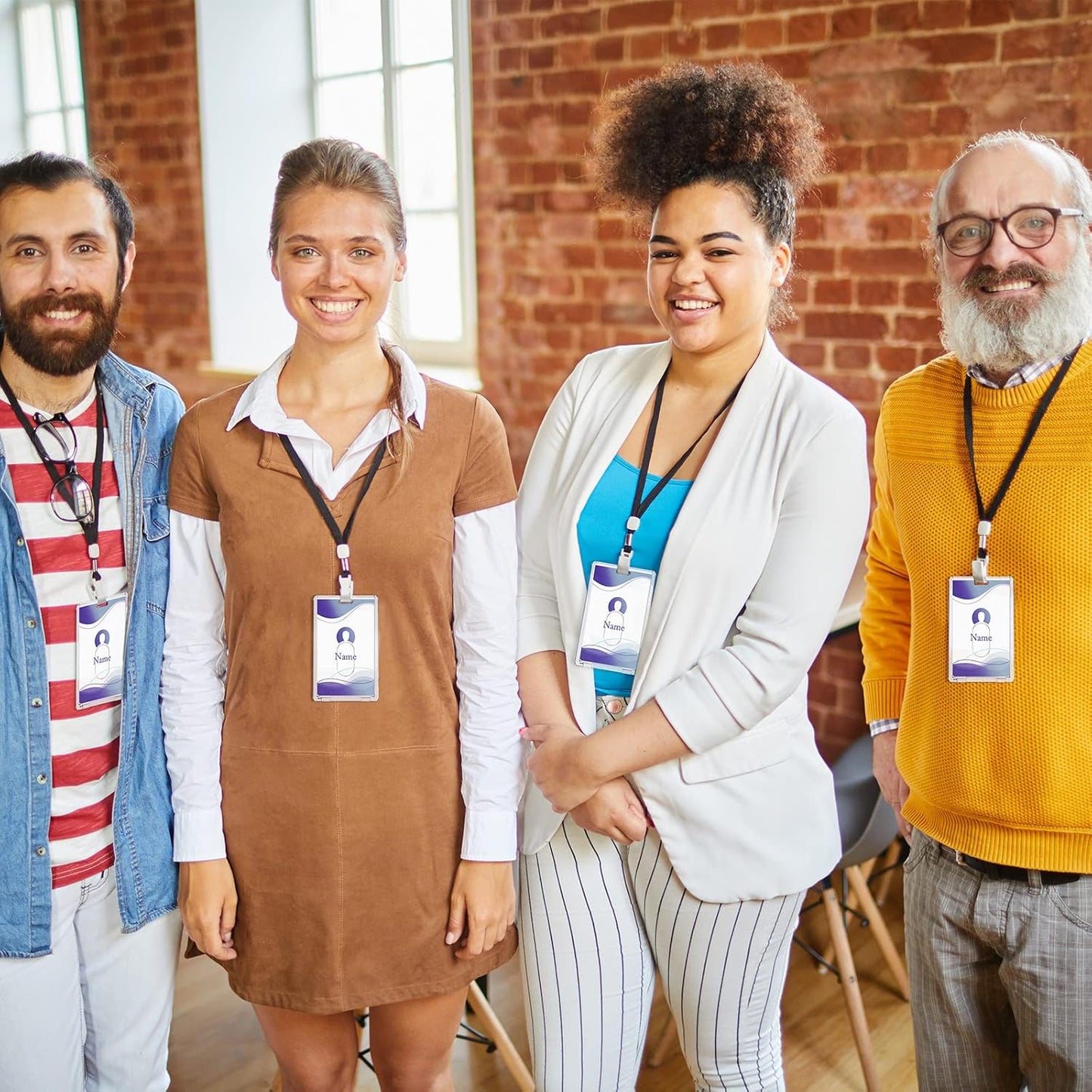 Chinco 30 Pcs Vertical Acrylic Badge Holders Waterproof Clear ID Holder Heavy Duty Card Holder Plastic Protector Cover Transparent Badge Protector Vertical in Office Products