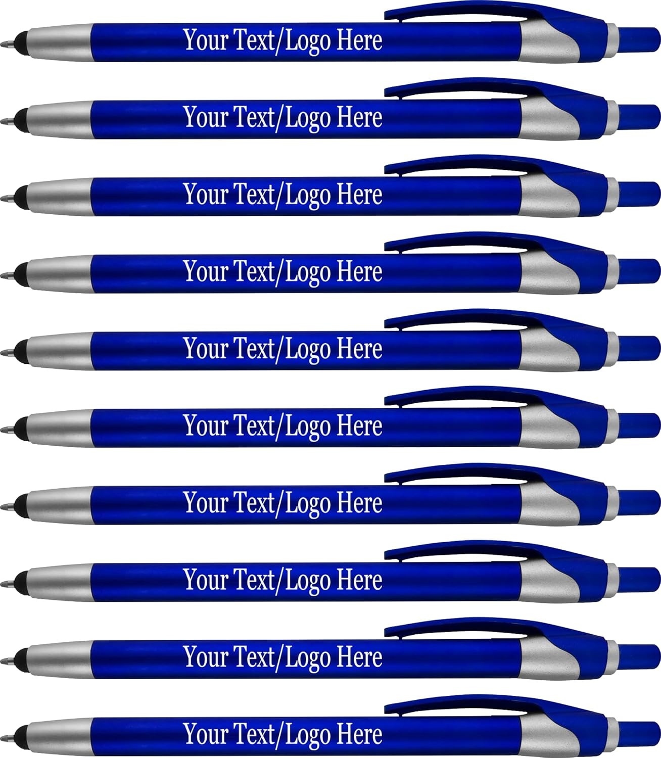 Personalized with Your Custom Logo or Text Pens-Pack of 300- for Marketing, Parties, and Events, 2 in 1 Capacitive Stylus & Ballpoint Pen Compatible with Touchscreen Devices, Black Ink, Blue Pens
