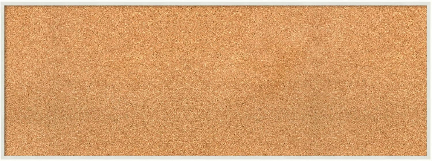 Amanti Art Natural Cork Board for Wall, 17x45 Vision Board with White Frame, Oversize Corkboard Office Decor for Home Organization, Modern Corkboard Pinboard to Display Items for Home Organization in