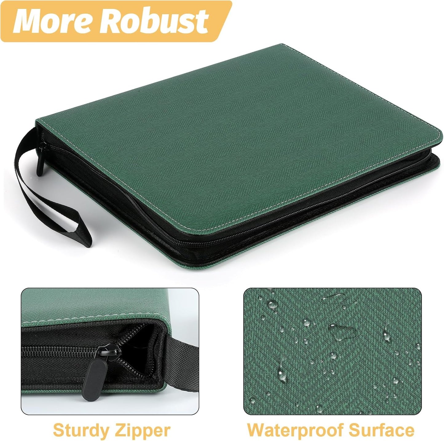 9 Pocket Card Binder, Premium Zip Trading Card Binder, 720 Double Sided Pocket PU Card Collection Binder, Collector Card Album, Card Folder for MTG, TCG, Sports Cards, Game Cards (Dark Green 1)