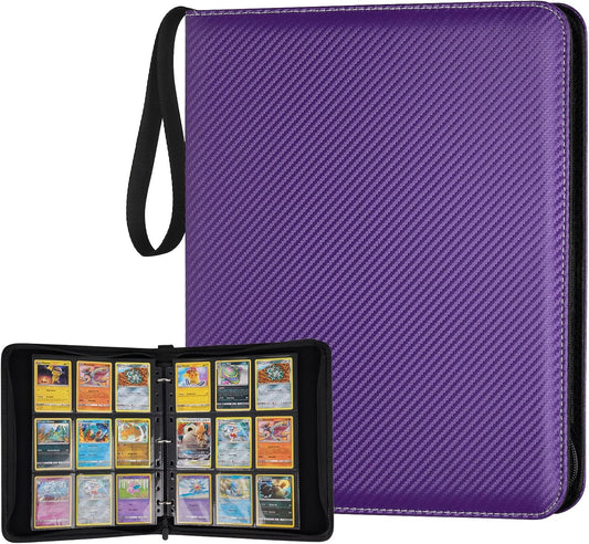 9 Pocket Card Binder, Premium Zip Trading Card Binder, 720 Double Sided Pocket PU Card Collection Binder, Collector Card Album, Card Folder for MTG, TCG, Sports Cards, Game Cards (purple)