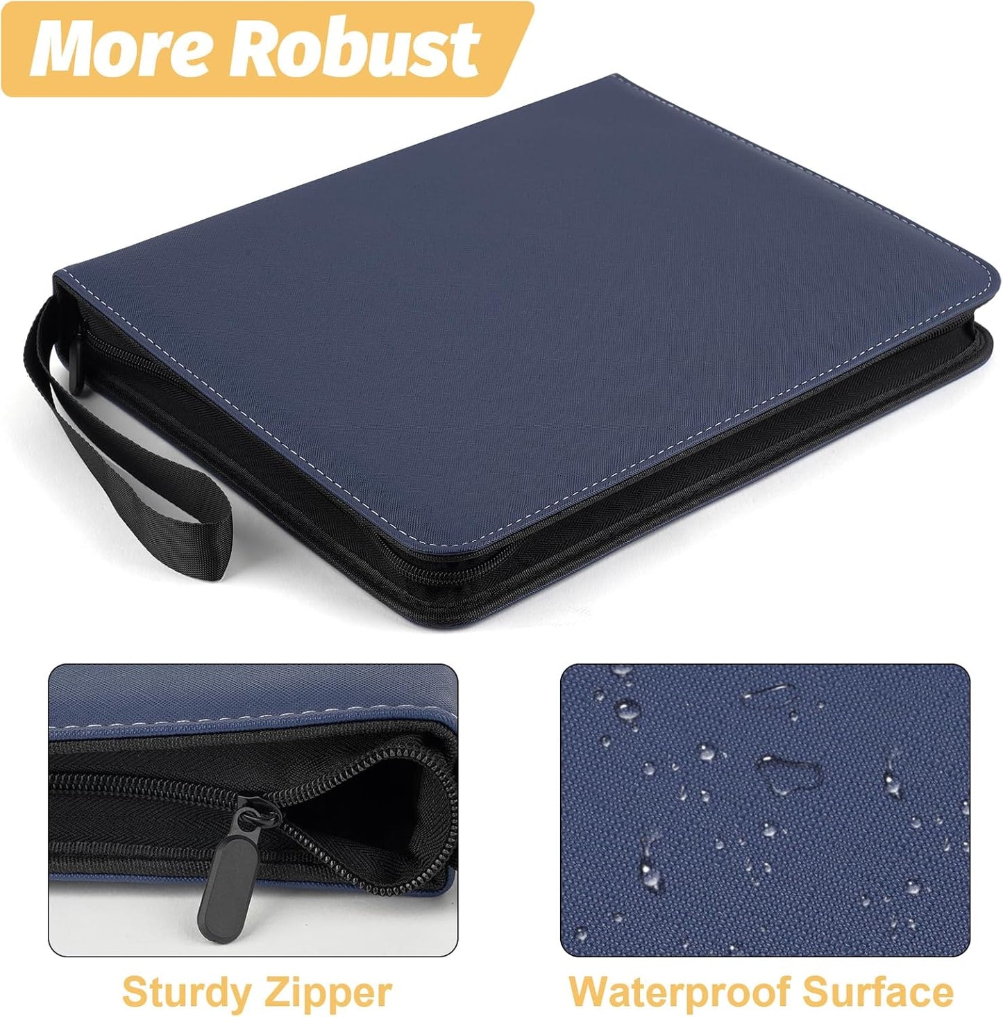9 Pocket Card Binder, Premium Zip Trading Card Binder, 720 Double Sided Pocket PU Card Collection Binder, Collector Card Album, Card Folder for MTG, TCG, Sports Cards, Game Cards (DARK BLUE)