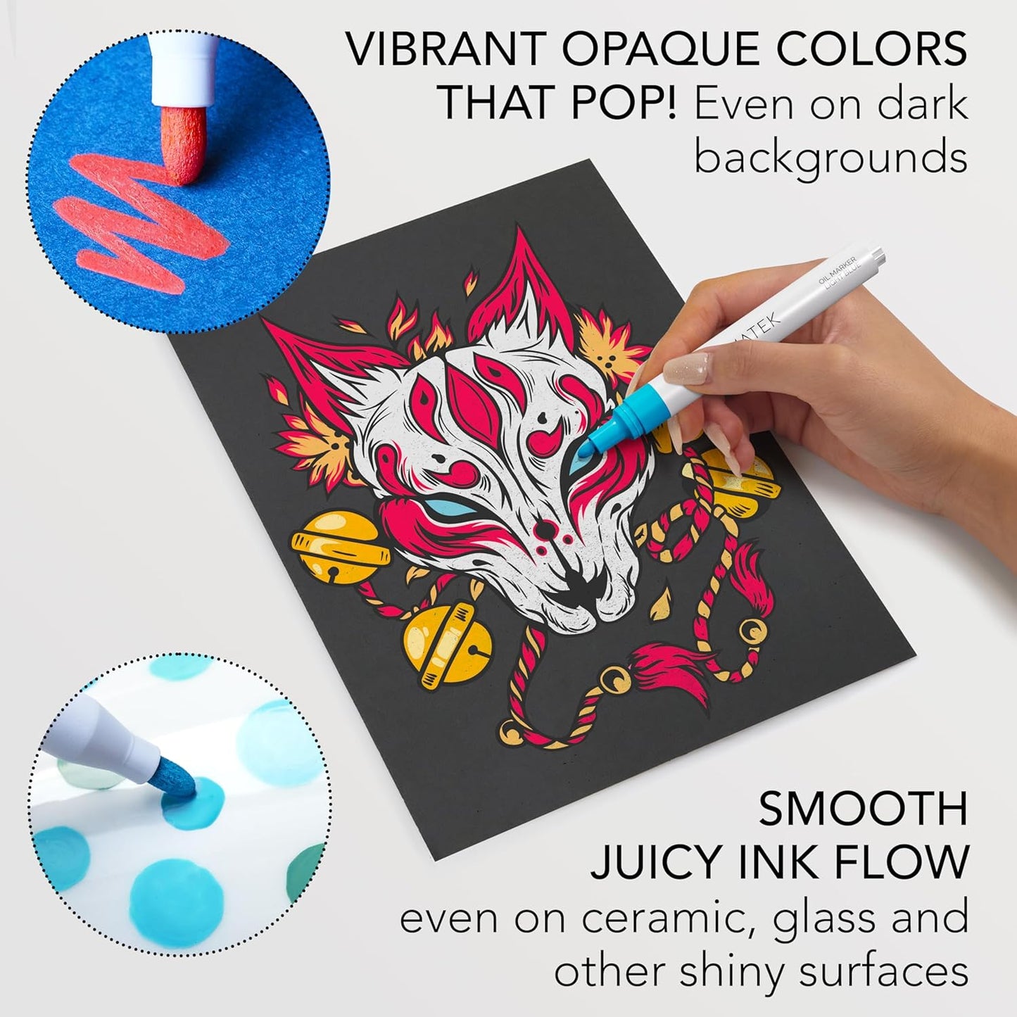 CHROMATEK Dual Tip Oil Based Paint Markers - 21 Colors Permanent Paint Pens for Rock Painting, Canvas, Glass, Wood, Stone & DIY Art Supplies - Quick Drying Waterproof Pen with Video Tutorials & Ebook