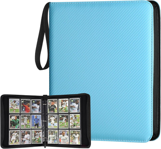9 Pocket Card Binder, Premium Zip Trading Card Binder, 720 Double Sided Pocket PU Card Collection Binder, Collector Card Album, Card Folder for MTG, TCG, Sports Cards, Game Cards (Light Blue)