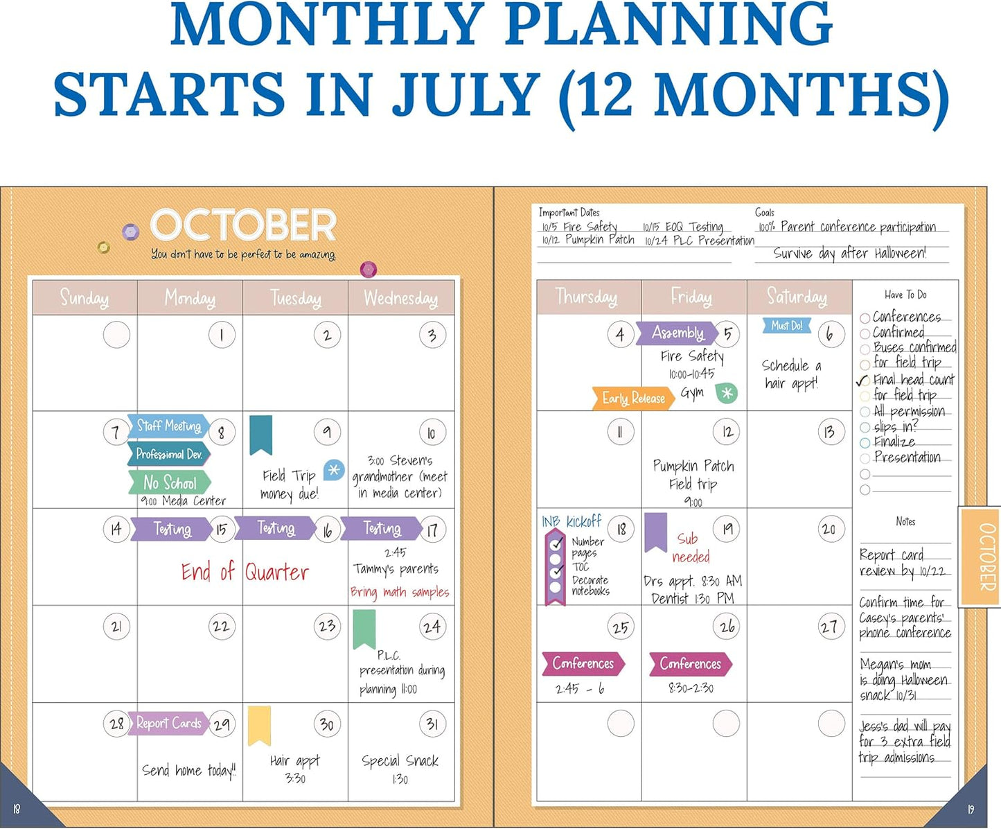 Carson Dellosa Crafty and Cool Teacher Planner 2025-2026, Undated 8" x 11" Lesson Plan Book With Stickers, Class Schedule, Weekly Calendar, Classroom Must Haves, Homeschool Essentials, School Supplies