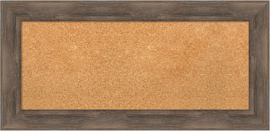 Amanti Art Natural Cork Board for Wall, 17x35 Vision Board with Brown Wood Frame, Medium Corkboard Office Decor for Home Organization, Country Rustic Corkboard Pinboard to Display Items for Home