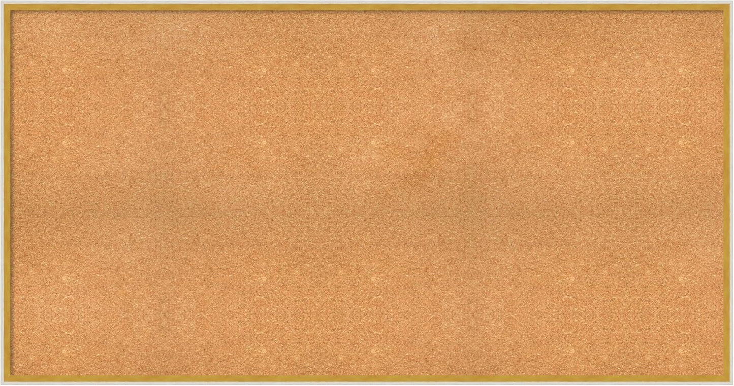 Amanti Art Natural Cork Board for Wall, 31x59 Vision Board with White Frame, Oversize Corkboard Office Decor for Home Organization, Modern Corkboard Pinboard to Display Items for Home Organization in