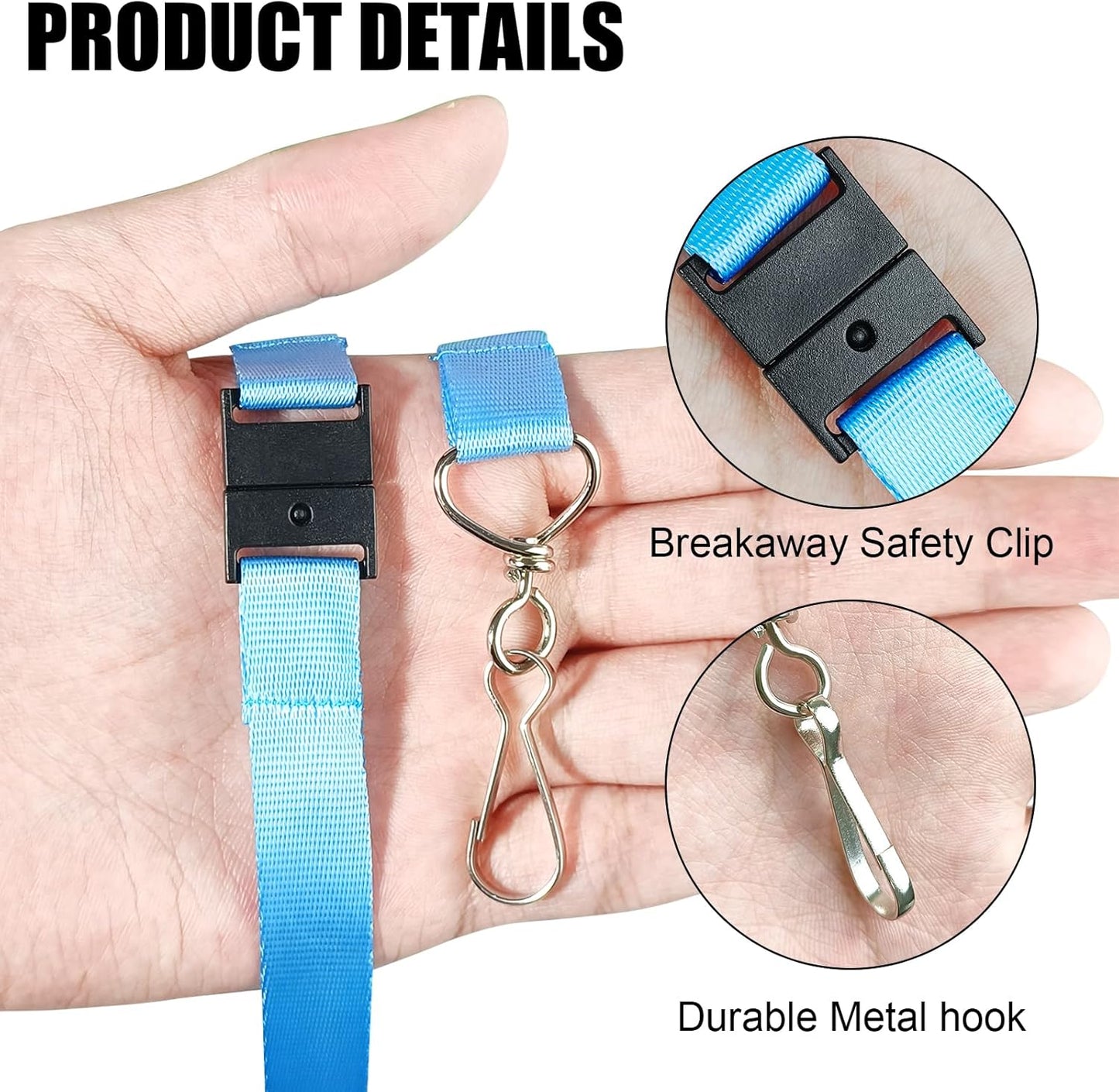 DE Breakaway Lanyards for Id Badges,Teacher Lanyard with with J-Hook Bulk Flat Lanyards for Name tag ID Badges Holder