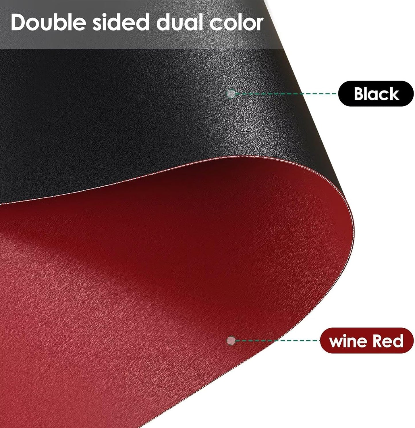 Leather Table Cover,1.8mm Thick,36x54 Inch Table Protector,Table Protector for Dining Room Table,Table Protectors for Rectangle Tables.(Black+Wine Red,36x54)