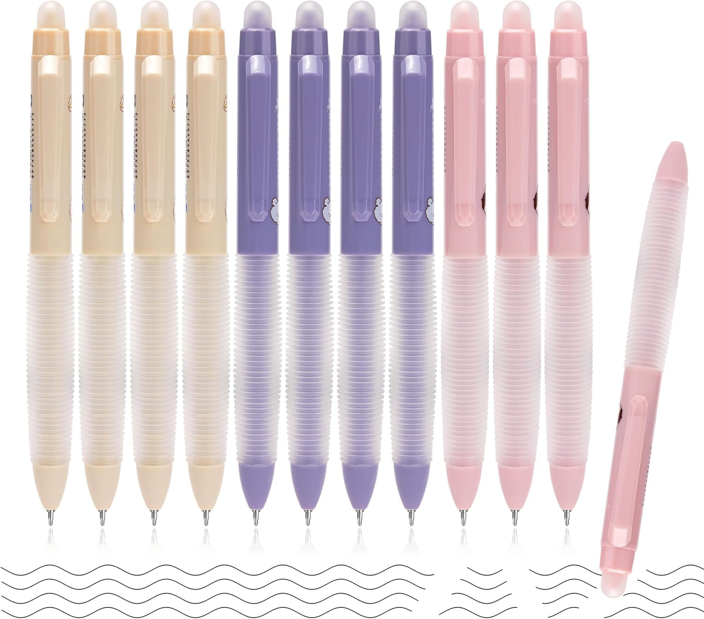 Erasable Gel Pens, SOft Grip, 0.5mm Fine Point, 12-Color Set, Heat & Friction Erasable, Smudge-Free Ink for School, Office, Bullet Journal, Exams & Left-Handed Writers, Refillable, 12-Pack