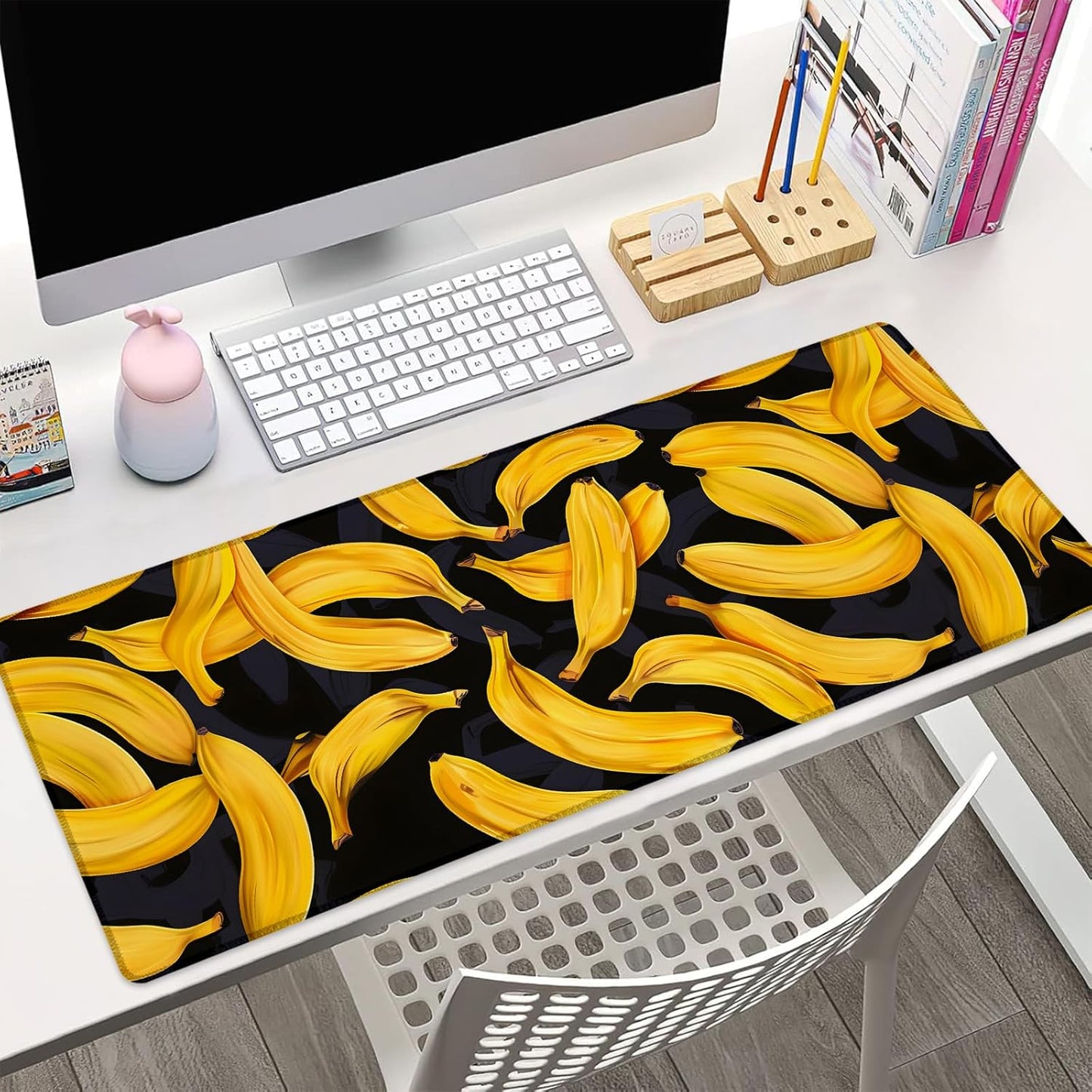 Banana Pattern Gaming Mouse Pad Gifts 31.5" x 11.8", Non-Slip Rubber Base MousePads for Computers Laptop School Office Home Accessories Decor, Mouse Pad, Keyboard Desk Mat