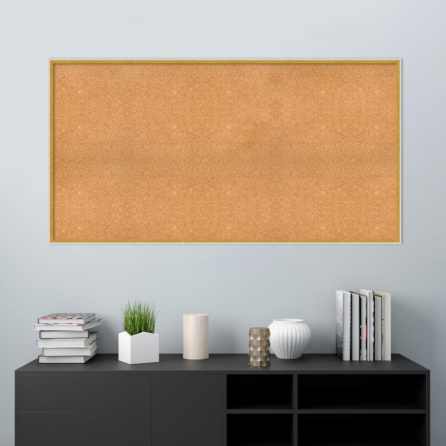 Amanti Art Natural Cork Board for Wall, 31x59 Vision Board with White Frame, Oversize Corkboard Office Decor for Home Organization, Modern Corkboard Pinboard to Display Items for Home Organization in