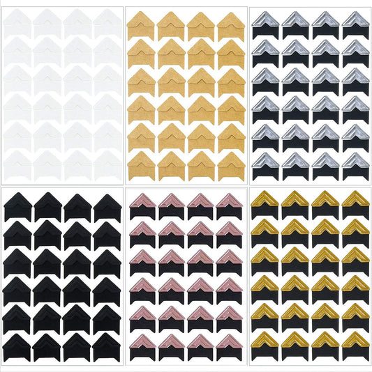 DERAYEE 12 Sheets Photo Corner Stickers, 6 Colors Self Adhesive Photo Mounting Corners for Scrapbooking Photo Album Diary DIY Craft