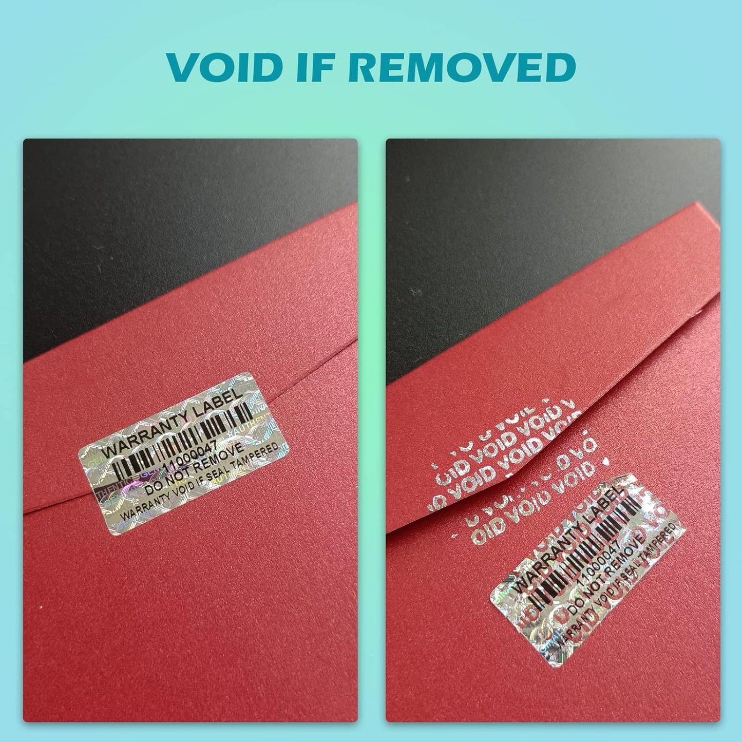 650pcs Barcode Hologram Tamper Evident Proof Stickers Security Labels Genuine Warranty Void Holographic Seal with Unique Serial Number(1.2 X 0.6 Inch,Silver)