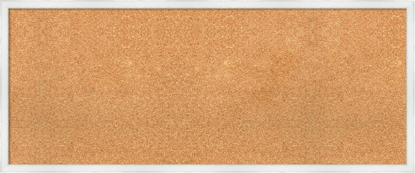 Amanti Art Natural Cork Board for Wall, 17x41 Vision Board with White Frame, Large Corkboard Office Decor for Home Organization, Country Rustic Corkboard Pinboard to Display Items for Home